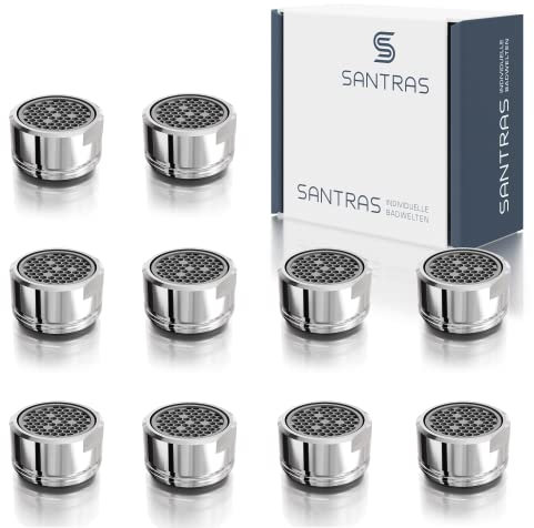 SANTRAS® Rompigetto M24 x 1 (10 pezzi) per rubinetto tradizionale con filtro in cromo – ugello miscelatore (AG 24 mm) con inserto filtro