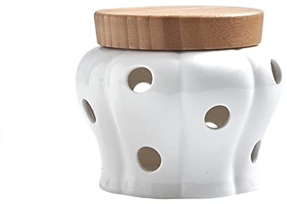YLWX Creativo Tarro para Ajos Cerámica Hueco De Recipiente para Ajos Jengibre Tarro De Almacenamiento En Forma De Calabaza (Color : 550ml)