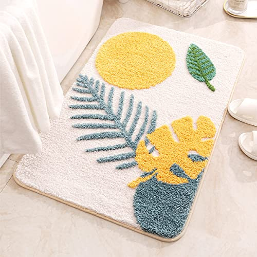 Plants Bath Mat Super Absorbent Bathroom Rug Non Slip Bath Carpet for Bathroom Machine Washable Thick Plush Bath Mat Soft Microfiber Bath Rug for Bedroom, Bath Tub and Hallway (31x20)