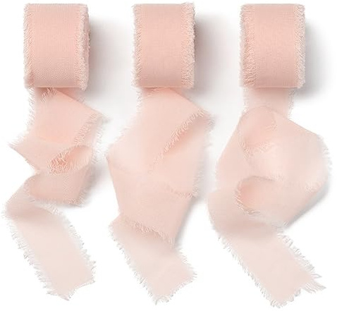 AOKSUNOVA chiffongband rosa band chiffong 2,5 cm presentband bröllop tygband