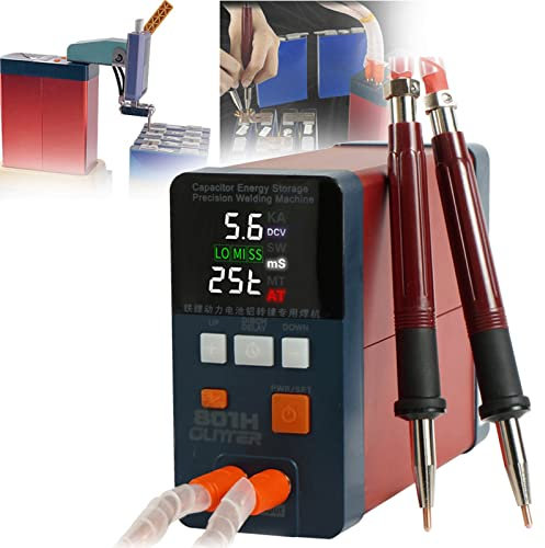 Saldatrice Portatile, saldatrice a Punti Senza Fili 801H, saldatrice a Punti a impulsi, Penna per Saldatura Manuale Fai-da-Te con Batteria al Litio 110 V-220 V, saldatrice per batterie al Litio
