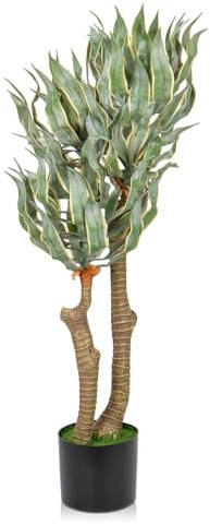 Briful 90CM Groß Kunstpflanze Wie Echt Agave Künstliche Pflanzen Yucca Elephantipes im Topf Tropische Dekopflanzen Palme Zimmerpflanze für Home Büro Dekoration