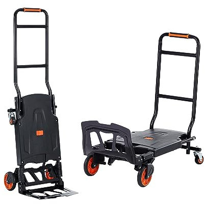 VEVOR 2-in-1 Sackkarre Klappbar 136kg Tragfähigkeit Transportkarre Aluminiumlegierung & Kohlenstoffstahl Sackkarre ⇋ Plattformwagen Trolley für Lade- & Transportaufgaben im Innen- & Außenbereich