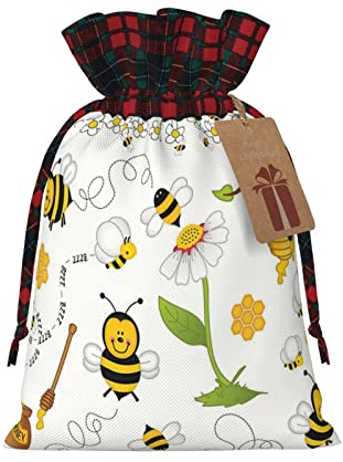 COMAAM Fliegende Bienen Gänseblümchen Honig Farbige Leinen Bundle Geschenk Tasche Aufbewahrungstasche Süßigkeiten Tasche Geeignet Für Weihnachten Party Geschenkverpackung