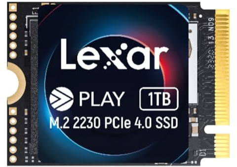 Lexar PLAY 2230 PCIe 4.0 Internal SSD 1TB, M.2 2230 PCIe Gen4x4 SSD, Up to 5200MB/s Read, 4700MB/s Write, Internal Solid State Drive Compatible with Steam Deck, ASUS ROG Ally (LNMPLAY001T-RNNNG)