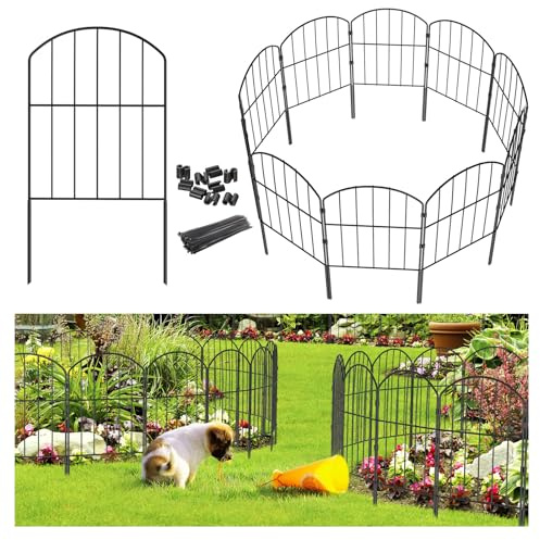 Goovilla Garden Fence, Total 27ft(L) x 24in(H) Garden Fencing Animal Barrier, 25 Pcs Rustproof Metal Fence Panels, Black No Dig Fence, Decorative Garden Fences and Borders for Dogs, Flower Bed, Patio