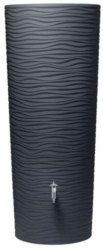 GARANTIA Natura 2in1 Regentonne 350 Liter Graphite Grey inkl. Pflanzschale - Wassertank, Regenfass, Regenwassertonne, Wasserbehälter, Regenwassertank, Wasserfass, Wassertonnen für Garten
