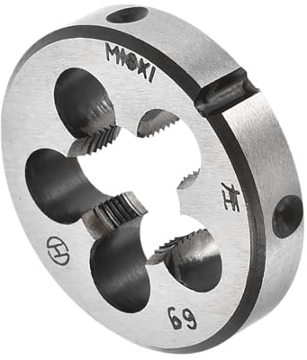 CoCud Terraja de Reparación de Rosca Redonda Terraja M18x1 de 45 mm OD Herramienta de Roscado Cilíndrica de Acero para Herramientas de Aleación con 5 Orificios para Virutas
