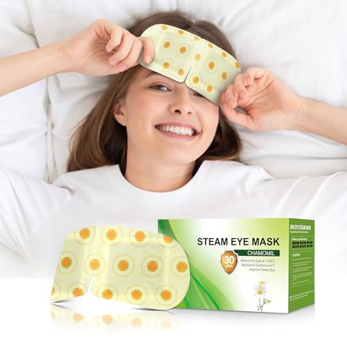 BeMyLady Máscara de ojos de vapor que se calienta con autocalentamiento, máscara de manzanilla para dormir, máscara de ojos calentada, juego de regalo para fatiga, migraña, ojo seco, turno nocturno,