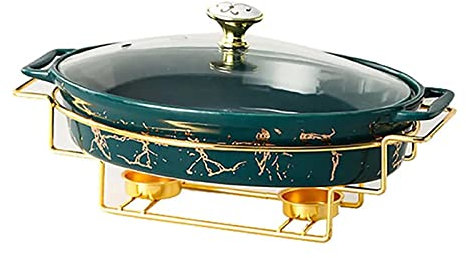 Ceramics Chafer With Imitation Marble Finish - Chafing Dish Buffet Set For Weddings, Parties, Banquets, Catering Events - Buffet Warmer Set