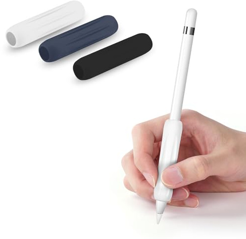 flintronic 3 Stück Silikon Griff für Apple Pencil 1. und 2.Generation, Silikon Schutzhülle Griff Kompatibel mit Apple Pencil Schutzhülle Zubehör, Ergonomisches Ärmelzubehör Design