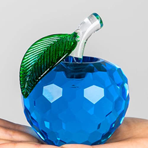 Pomme de cristal colorée à facettes, pierre de cristal, presse-papier, artisanat de Table en verre, décoration de noël for la maison, cadeaux de gardien, 1 pièce décoration d'intérieur(Color:Light Blu
