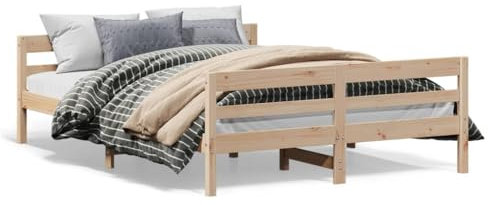 Bulliing Massivholzbett mit Kopfteil Holzbett Kopfteil Bett Bettgestell Holz Massivholzbetten Bettrahmen Massivholzbett 120x200 cm Kiefer - 842790