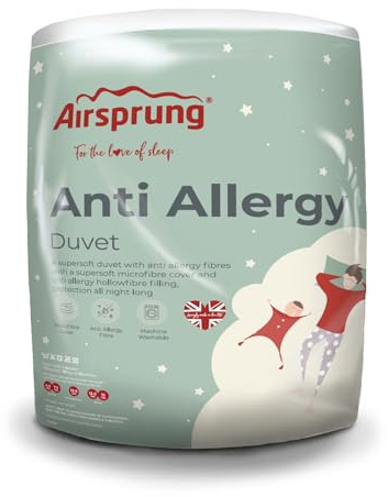 Airsprung Anti-Allergy 16.5 Tog King Bed Size Breathable Extra Warm Hollowfibre Heavy Winter Duvet Quilt, Soft Touch, Energy Efficient, Made In The UK (225cm x 220cm)