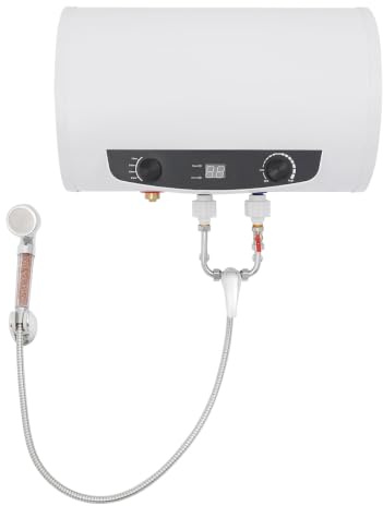 TESUGN Chauffe-eau électrique 30 l, 220 V 2000 W, chauffe-eau intelligent, fixation murale horizontale, équipé d'un robinet, d'une pomme de douche, de 3 tuyaux