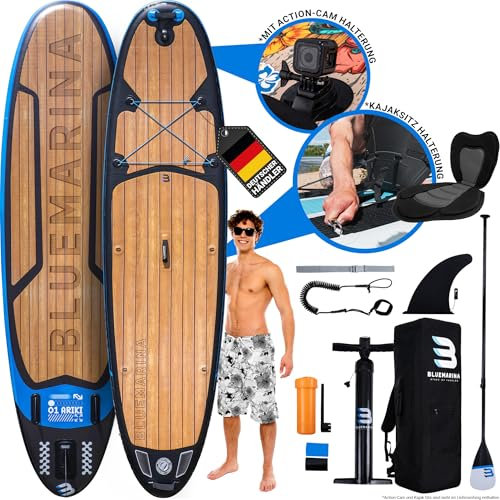 Bluemarina Stand Up Paddle Board aufblasbar | 𝟓 𝐉𝐀𝐇𝐑𝐄 𝐆𝐀𝐑𝐀𝐍𝐓𝐈𝐄 - 140 kg Tragkraft - 325x86x15 cm - Stand Up Paddling Set - Aufblasbares SUP - Surfbrett (Black Yacht 325 cm)