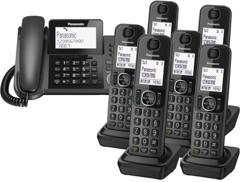 Panasonic KX-TGF327 Corded and Six Cordless Handsets Home office Telephone Kit with Answerphone and Nuisance Call Blocker