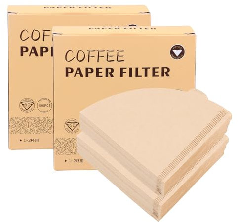 Litinliv Papel de Filtro de Café, 200 Piezas Filtros de Papel de Café Natural Sin Blanquear, Filtro de Café Cónico para Cafeteras, Filtro de Café En Forma de V para Oficina, Hogar (1-2 Tazas)