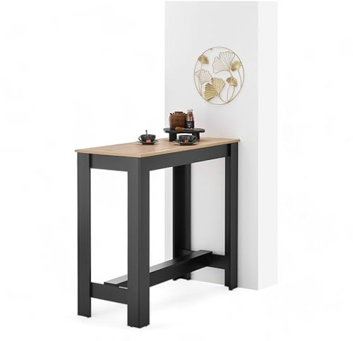 MODESTO Bartisch Artisan Eiche Optik / Schwarz - Stehtisch 115 x 103 x 50 | Hochtisch für Küche & Esszimmer, als Theke oder Raumteiler nutzbar, pflegeleicht, stabil, zeitloses Design