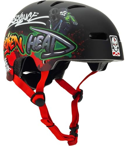 Broken Head Skaterhelm & Fahrradhelm Verschiedene Designs | Größenverstellbar, Perfekt Für MTB, BMX, Skates, Skateboard, Fahrrad, Stuntroller, Usw.