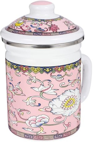 GRADENEVE Vintage Enamel Tea Mug Mit Strainer Leicht Und Praktisch Für Büro Und Zuhause Als Teetasse Oder Wasserbecher Langlebig Und