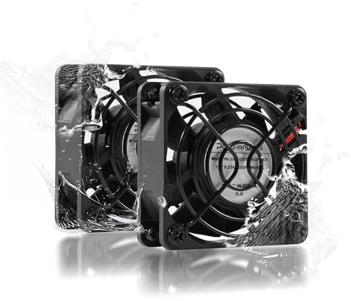 60mm 12V DC Waterproof IP68 Dual Ball High-Speed Computer Cooling Fan for Car Amplifier, Electronics Devices and Cabinet Ventilation - 60x60x25mm 5600RPM 2-Pack