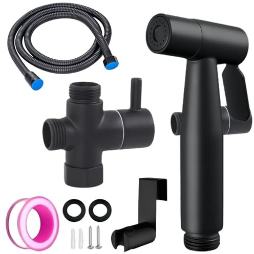 Douchette à main pour bidet, en acier inoxydable musulman, avec distributeur de robinet, tuyau et toilettes à crochet, support mural, noir