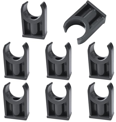 8 Stück UPVC-Rohrschellen, Wasserrohrschelle für TV-Tabletts, Schlauchaufhänger, Rohrhalterung, schwarze Rohrbefestigung (25 mm)