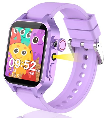 Ruopoem Montre Connectée Enfant 32 Jeux, Montre Enfant Garcon Fille HD Caméra Musique Vidéo Podomètre Livre Audio Réveil, Montre Intelligente EnfantCadeaux Anniversaire pour Filles et Garçons
