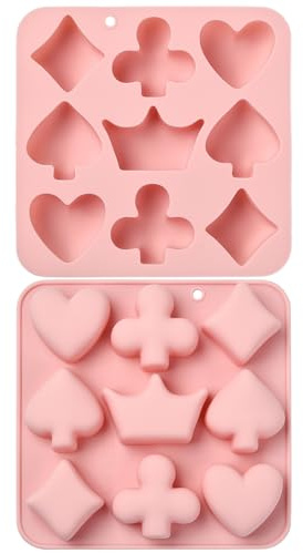 KitBeads 2 Pcs Poker Playing Card Silicone Moulds Ace of Heart Club Diamond Spade Crown Fondant Moulds for Chocolate Cupcake Topper Soap Baking