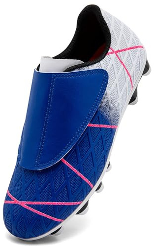 VTASQ Zapatos de Fútbol Niño Profesional Zapatos de Entrenamiento Adolescentes Deporte Atletismo Botas de Fútbol Cesped Artificial Zapatillas de Fútbol Blanco Azul EU38
