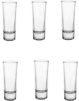 Adri 6 Vasos de Chupito Cristal - Aptos para Lavavajillas - Pack de chupitos de entre 3,4 hasta 6,5 cl de capacidad. (6, 6,5 cl)