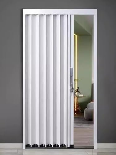 GLFNB Puertas Plegables de Aluminio para Separar ambientes, Puerta corredera Grande para Interiores, duchas de baño, sótanos y Espacios pequeños, Puerta de Patio Exterior Tipo acordeón (Color: neg