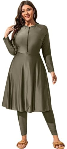 NAJMA,Burkini, Burkini 3 Pezzi per Donne con Hijab - Costumi da Bagno modesti per Donne Incinte, Che allattano o Normali - Costumi da Bagno islamici (IT, Testo, XL, XXL, Regular, Regular, Verde Kaki)