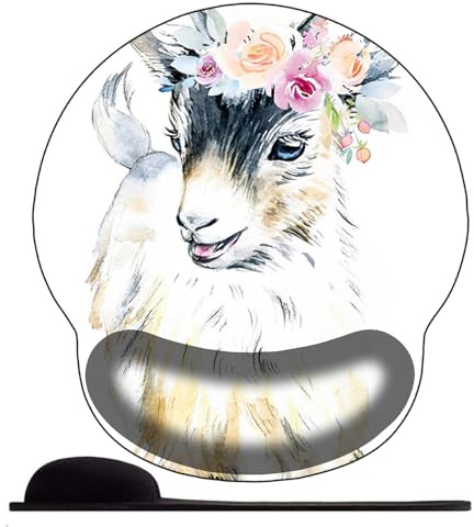 3D Tapis de Souris Ergonomique - Tapis de Souris Gamer avec Repose Poignet, Confort avec Repose- Gaming Mouse Pad pour Ordinateur Portable -alpaga Animal Mignon