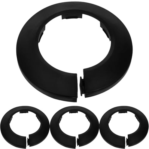 NOLITOY 4pcs Plumbing Collar Cover Plastic Toilet Waste Flange Cover Wall Drain Line Plate for Bathroom Fittings Accessories Easy Install Black