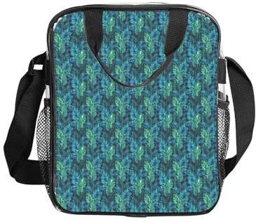 Unkhtt Bolsa de almuerzo transparente con estampado de hojas de palma tropicales, contenedor de comida, portátil, para la escuela, trabajo, viajes, Bento Box