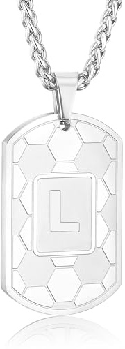 Fussball Geschenke Männer Jungen Edelstahl Buchstaben Halskette Schmuck | Fußball A-Z Halskette Alphabet Hundemarke Initialen anhänger Sport Sportler Geburtstagsgeschenke für Herren Jungen Freund