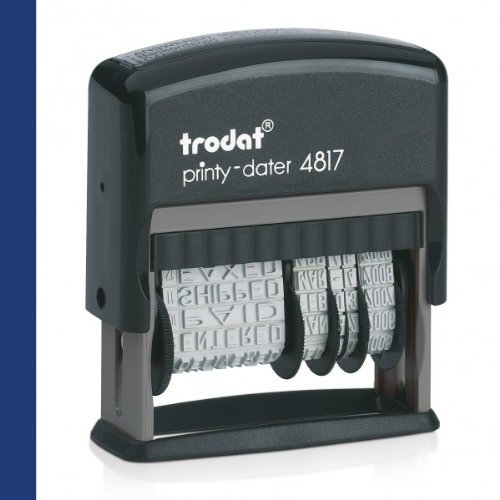 Trodat Printy 4817 Buchstaben- und Datumsstempel mit 12 vorgefertigten Texten, blau