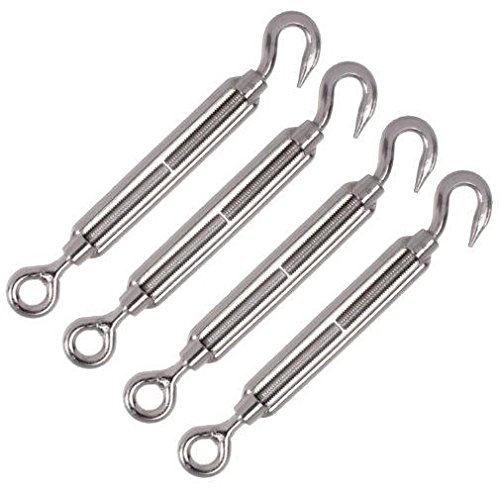 Versandbox24 4X V4A Edelstahl M6 Drahtseil Spannschloss Seilspanner Öse- Haken Spanner Wantenspanner