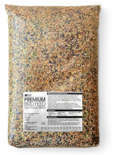 Elixir Gardens Wild Bird Food 20kg Bag | Sunflower Heart Rich & High Energy All Season Low-Mess Seed Blend for Feeders & Bird Tables