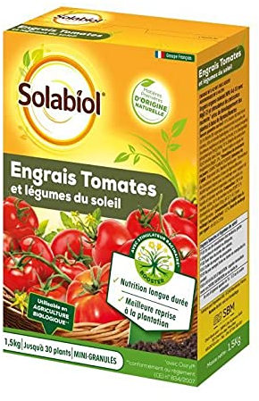 SOLABIOL Engrais Tomates & Légumes Du Soleil - 1,5Kg - Jusqu'à 30 Plants - Nutrition Longue Durée - Meilleure Reprise A La Plantation - Utilisable En Agriculture Biologique SOTOMY15