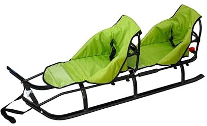 Duo slitta per bambini 2 in1, alluminio, con schienale, cuscini, LED, grafite/verde.