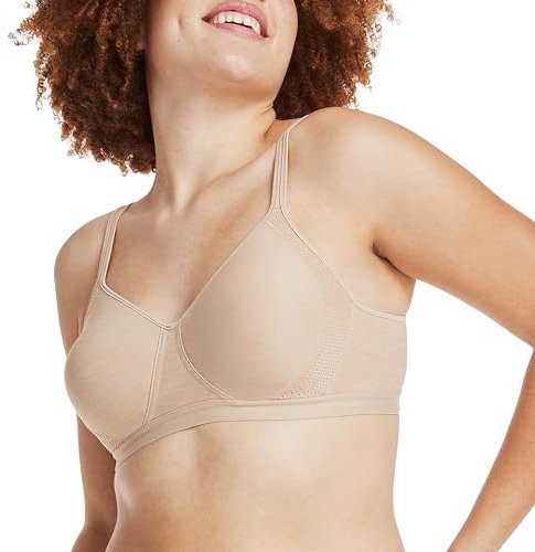 Hanes Women's X-Temp Wireless Cooling Mesh, Full-Coverage, Convertible T-Shirt Bra, Opaque, Nude, M