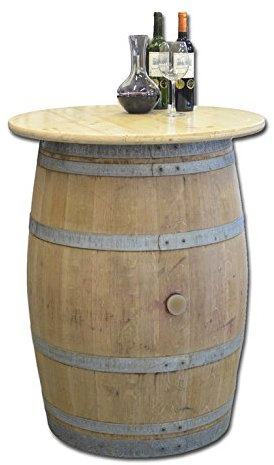 Temesso Weinfass als Stehtisch mit Tischplatte D 80 cm - Fass Natur (Klarlack)