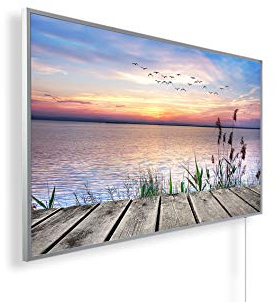Könighaus Bildheizung 1200 Watt - Thermostat - 18-29 m² | Weißer Rahmen, Motiv: 42. Steg, TÜV SÜD