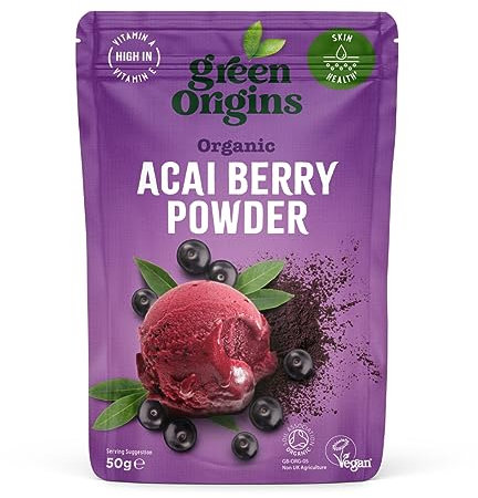 Green Origins Organic Acai Berry Powder, Freeze Dried, Raw 50g