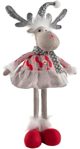 WeRChristmas Stehende Weihnachtsfigur Elch, Mehrfarbig, 30 cm