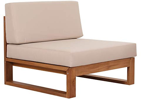 Teako Design Loungesessel Molveno Teak unbehandeltes Massivholz mit Auflagen Teakholz Wetterfest Loungesofa Gartensessel
