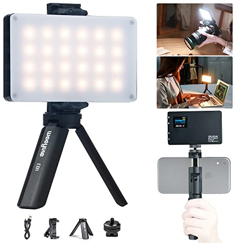 VILTROX RB08 LED-Videoleuchte, Mini-Taschen-Foto-Auflicht für DSLR-Kamera-Camcorder, CRI 95+ 2500–8500K zweifarbige dimmbare Flächenleuchten mit eingebautem Akku-LCD-Bildschirm